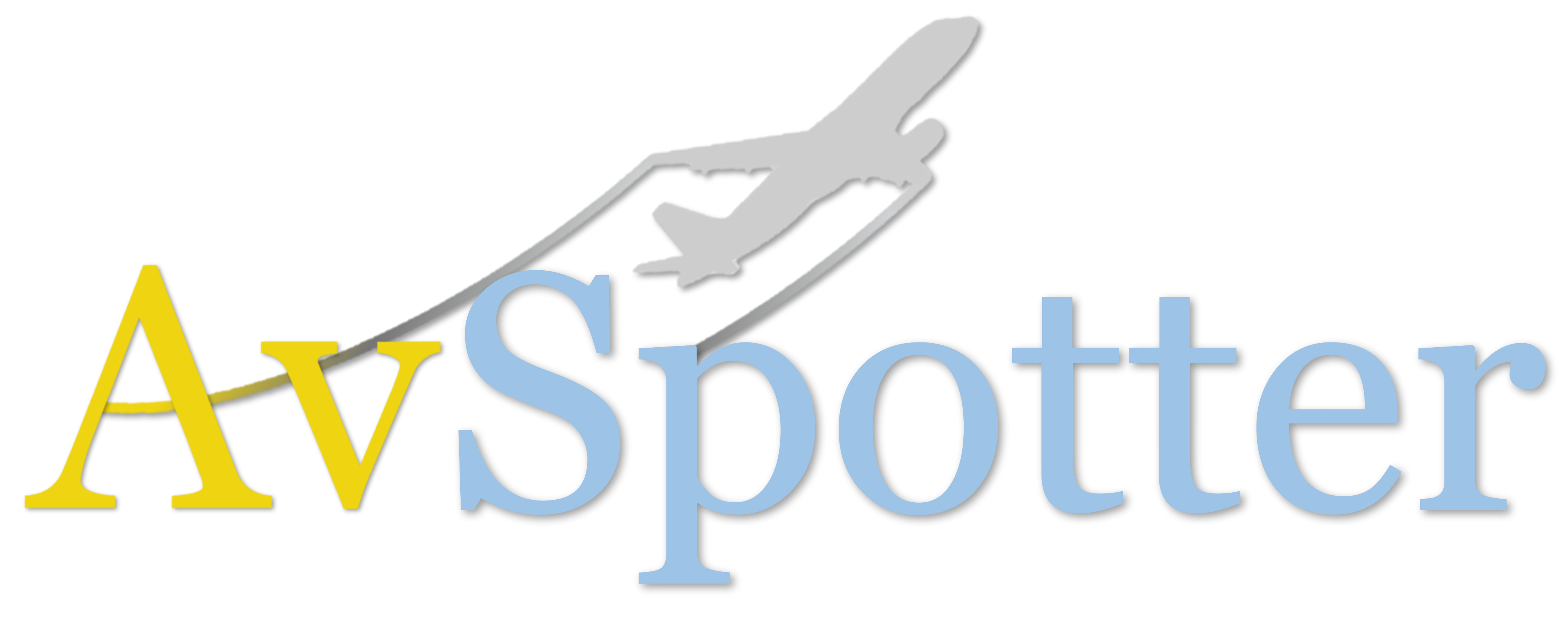  A stylized airplane takes off over the word AvSpotter.